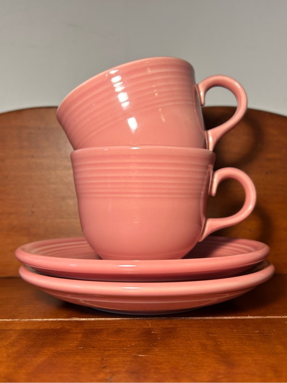 Pink Ceramic Teacup and Saucer Set - Elegant Everyday Dinnerware